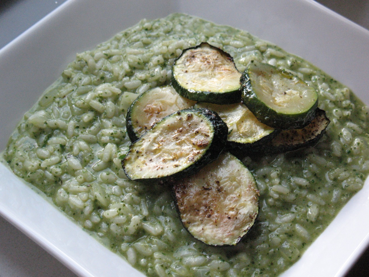 Cook In / Dine Out: Pesto Risotto with Roasted Zucchini