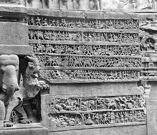 The Mahabharata panel on the northern side depicting episodes from the epic.