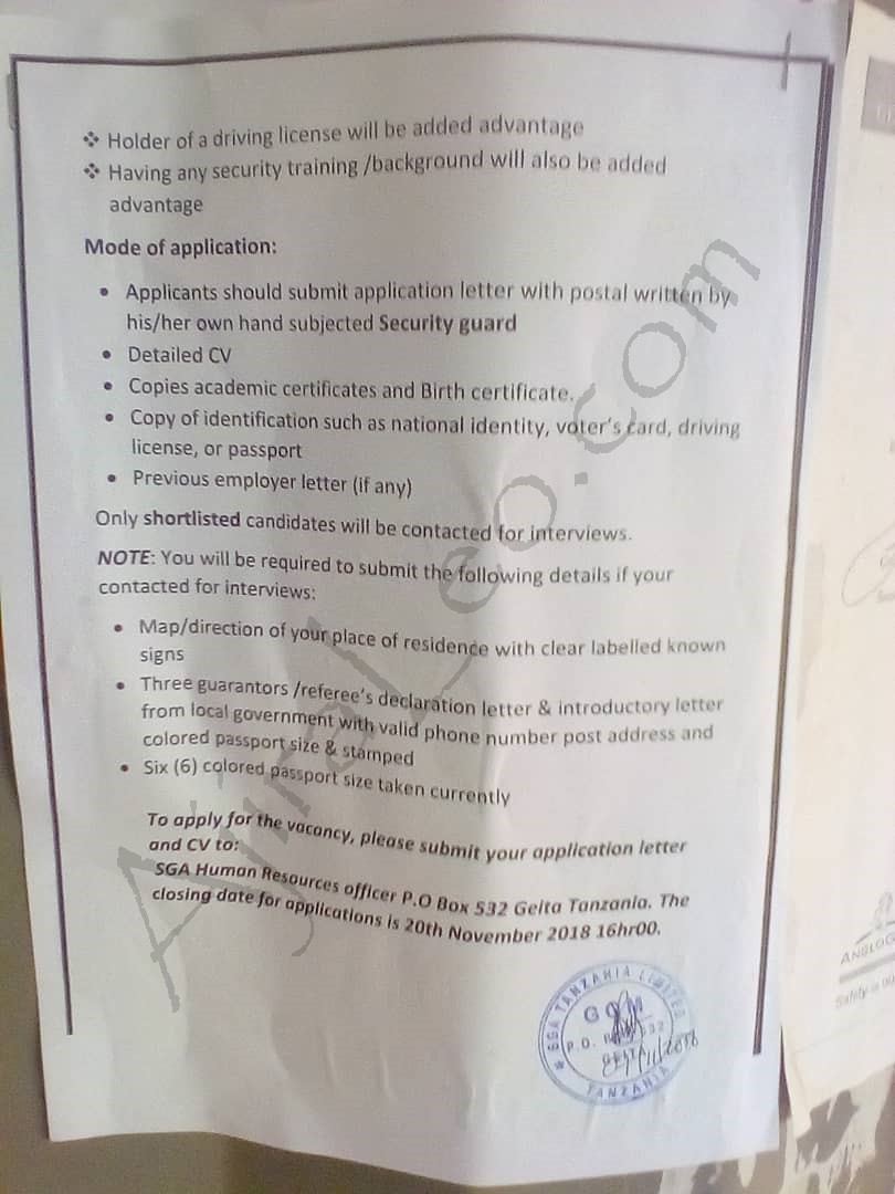 57 Security Guards Job Opportunities at SGA Security Tanzania Limited