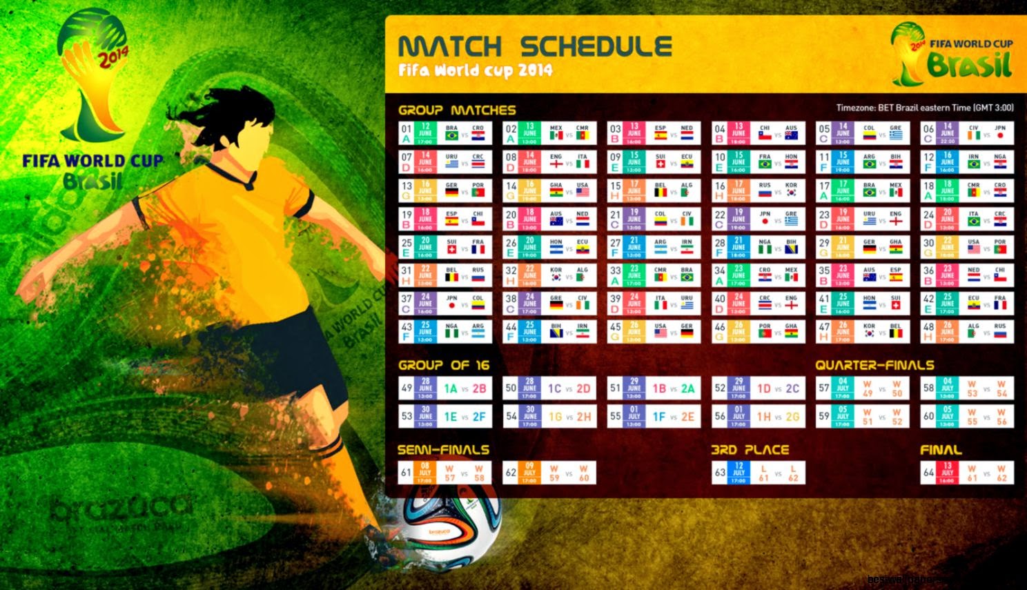 Brazil FIFA World Cup 2014 desktop match schedule wallpapers  WEBrrr