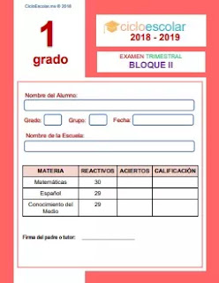 Examen Trimestral Primer grado 2018-2019