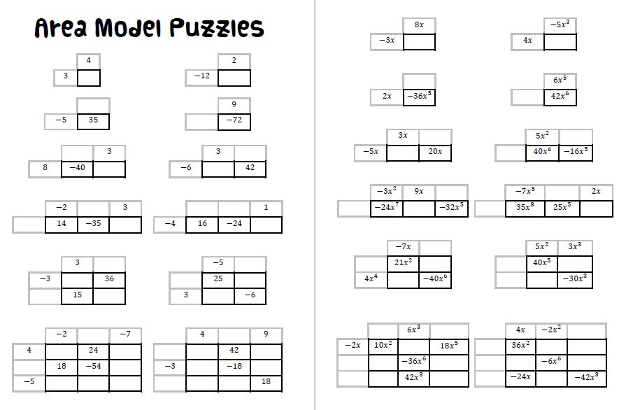 Radical~4~Math: Area Model Puzzles