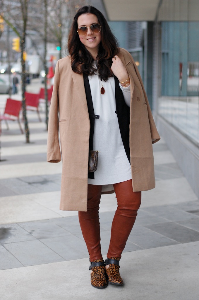 Fall layers outfit H&M camel coat and Helmut Lang vest Vancouver fashion blogger Aleesha Harris of Covet and Acquire.