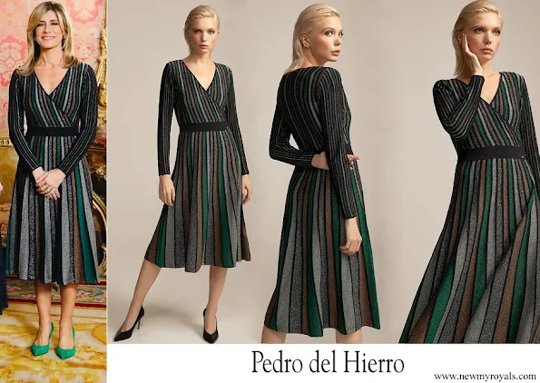 Begona Gomez wore Pedro del Hierro Lurex jersey knit dress