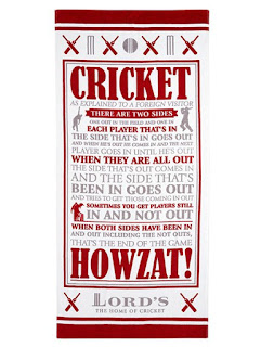 Cricket-inspired Beach Towel Beach towel featuring the somewhat confusing 'rules' of cricket.