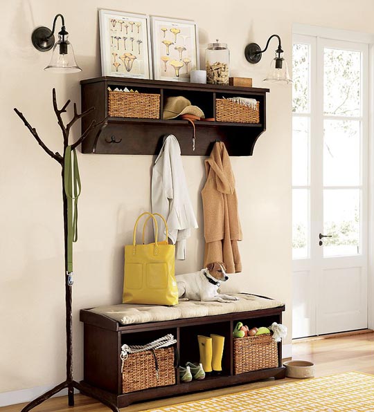 Entry Benches with Coat Rack