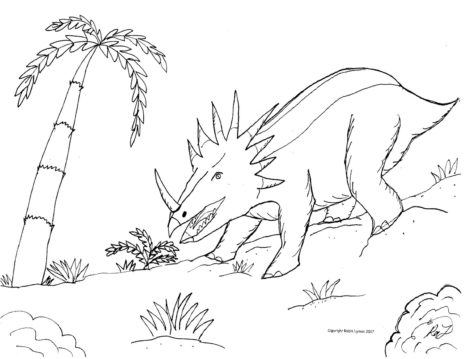 Robin's Great Coloring Pages: Ceratopsian or Horned Dinosaurs & Waxing ...