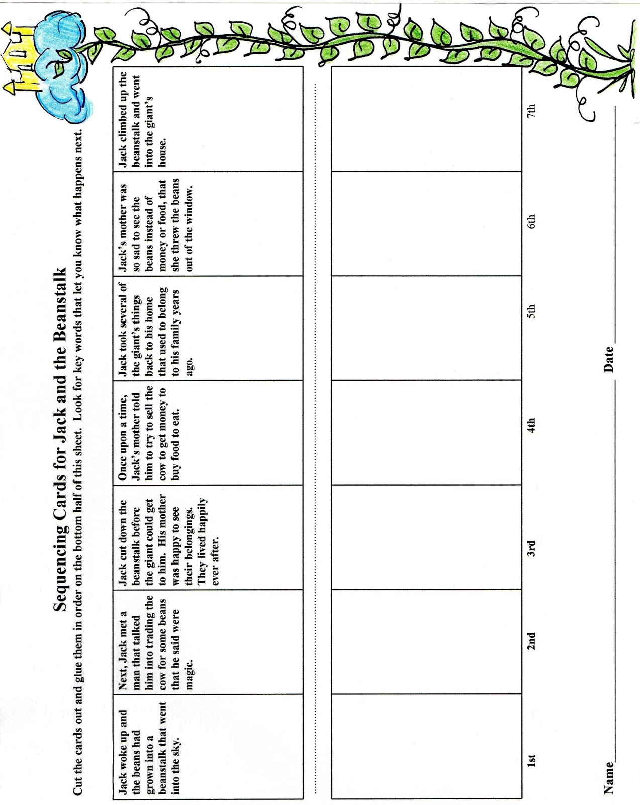 Ima Retired Teacher: Sequencing Cards for Jack and the Beanstalk