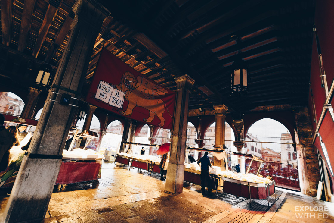 Preserved traditional fish market building in Venice