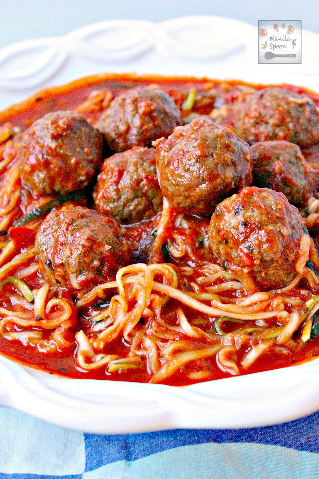 One Pot Meatballs and Zoodles (Zucchini Noodles)