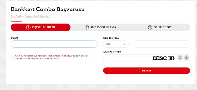 ziraat bankası bankkart combo başvuru ekranı