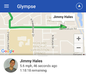 Glympse app in action