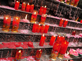 burning and consumed candles at Luohan Temple in Chongqing