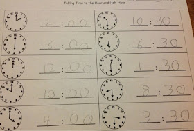 The Elementary Math Maniac: Common Core Standards for Telling Time: Grade 1
