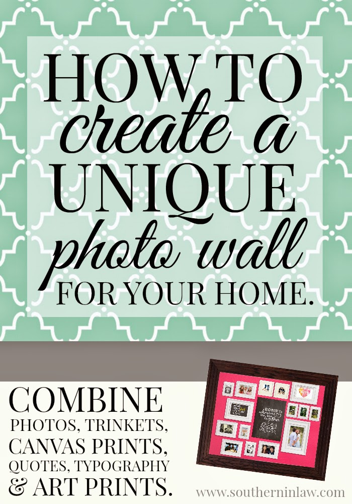 How to create a unique photo wall for your home using canvas prints, art prints, quotes, photo frames, trinkets and more