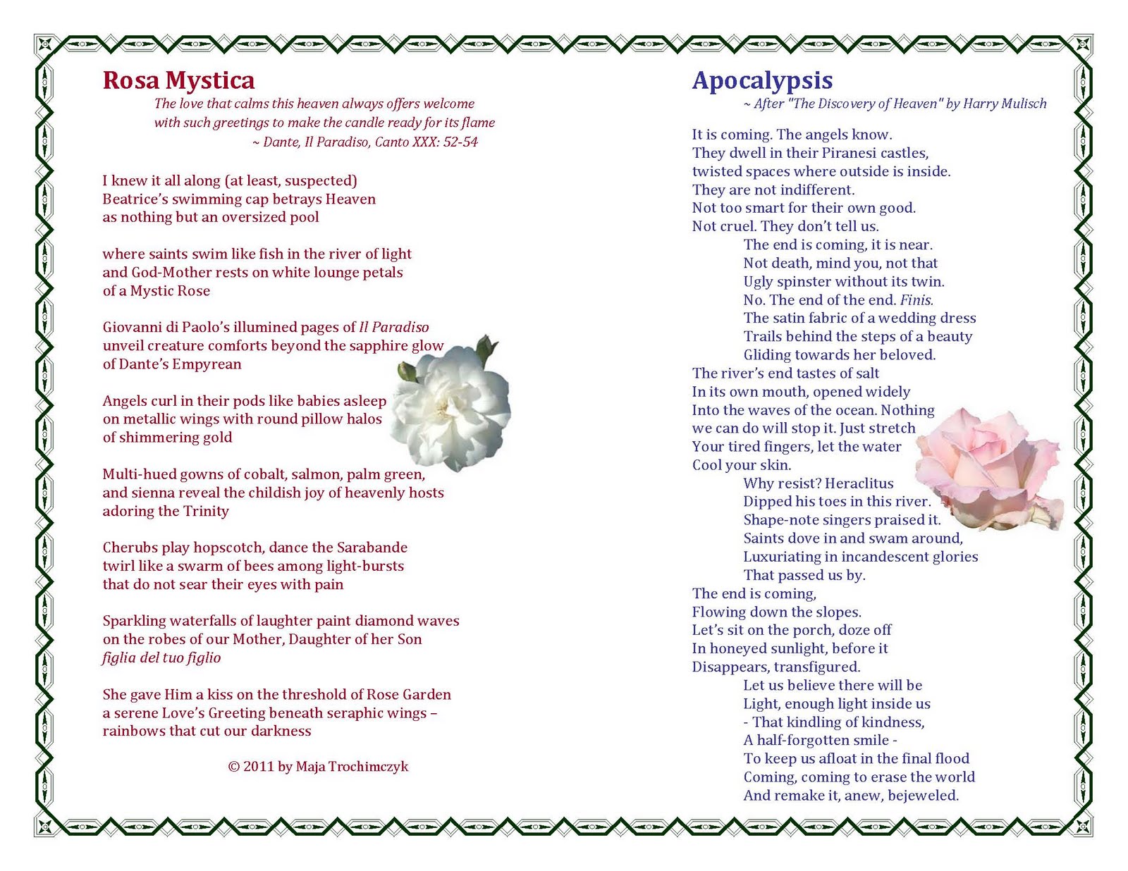 Poetry Laurels: Christmas Wishes with Roses and Ivy