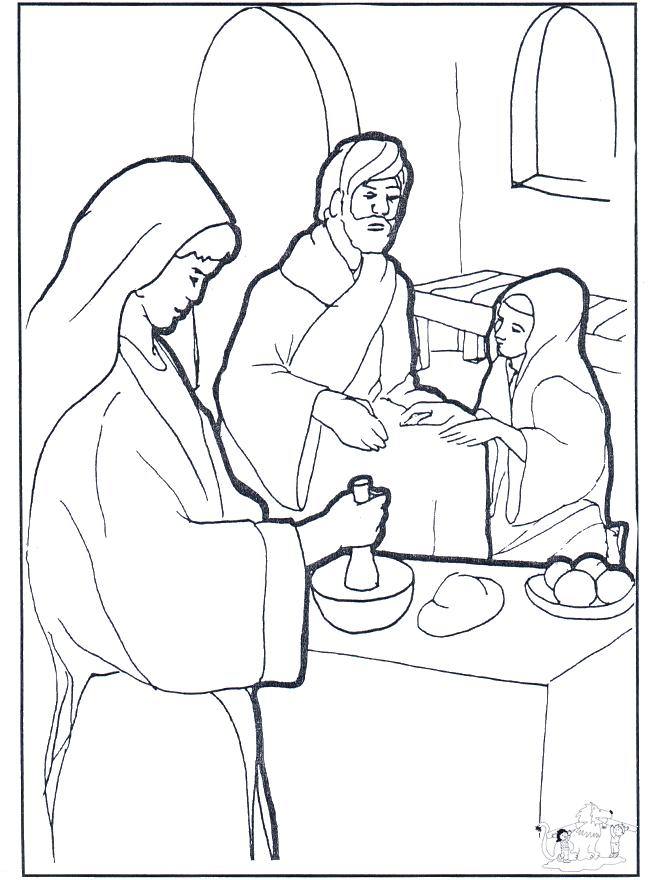 Kids Page: - Mary Martha And Jesus - New Testament Coloring Pages