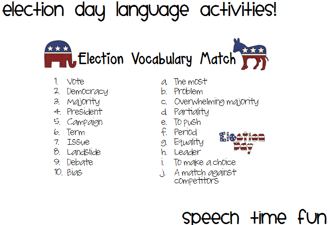 Election Language Activities! - Speech Time Fun: Speech and Language
