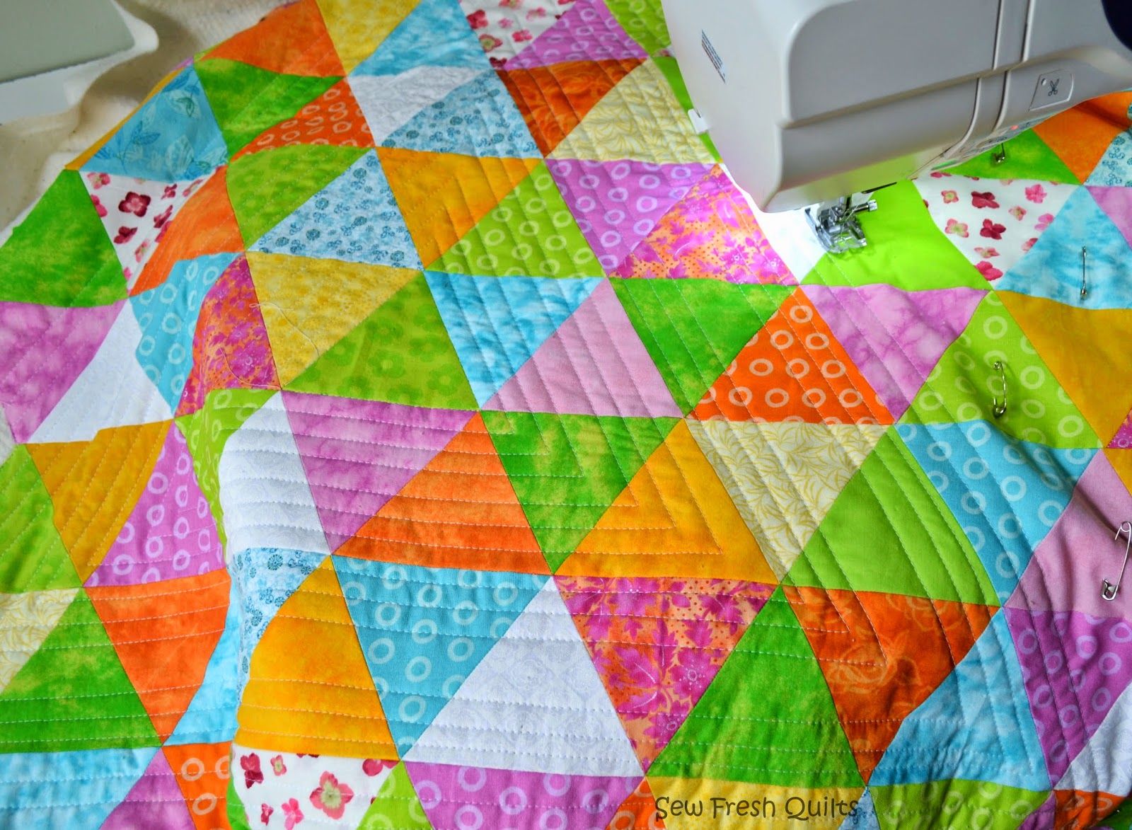 Sew Fresh Quilts Equilateral Triangle Quilt Finished!