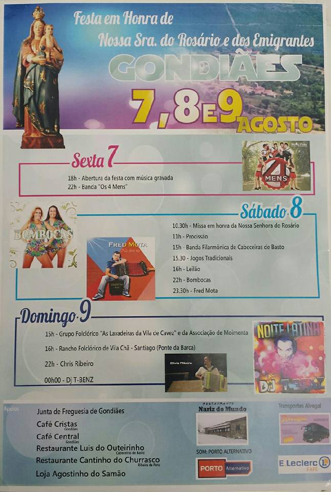 Gondiães Conheça aqui o cartaz das Festas em Honra de Nª Srª do