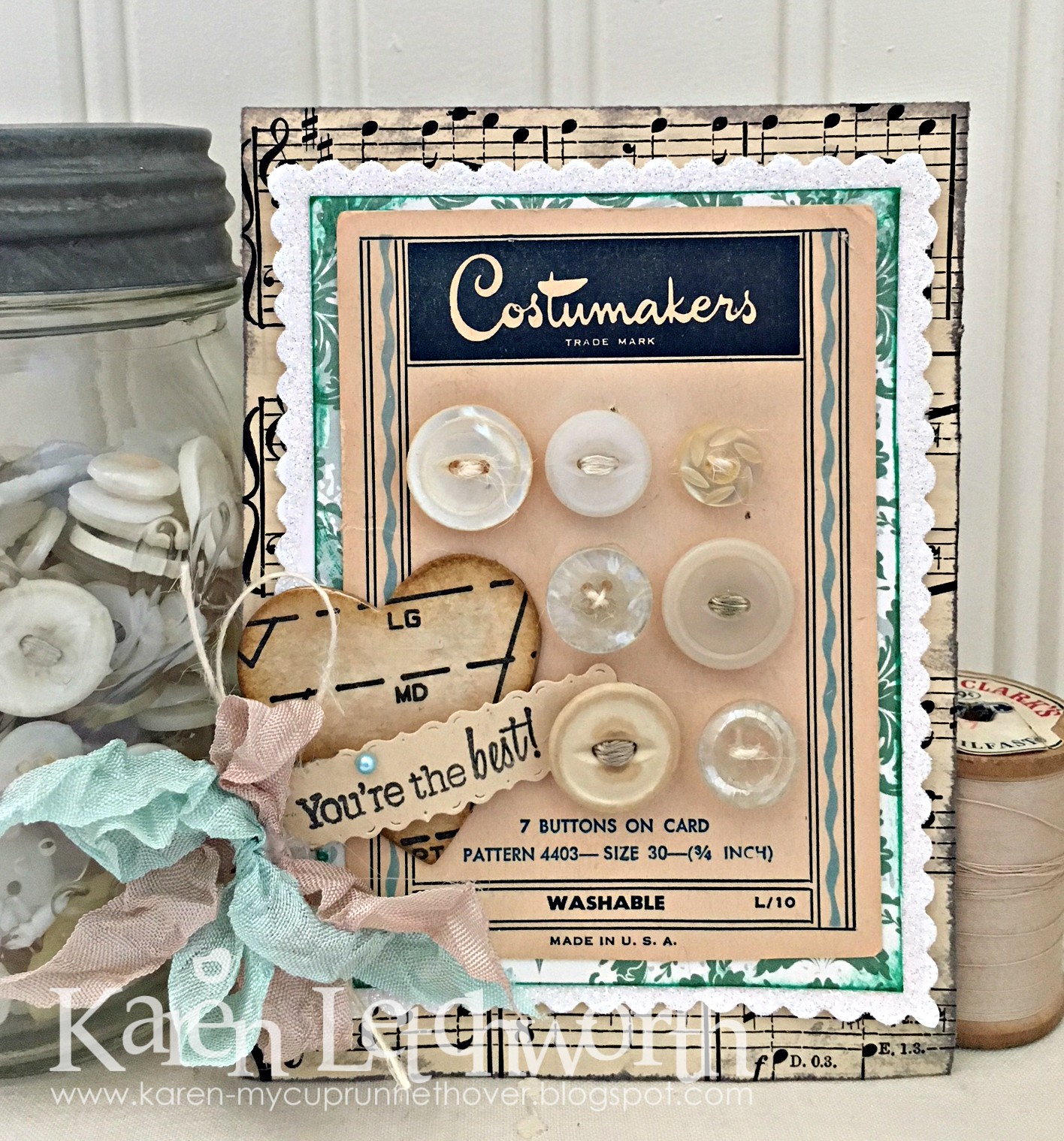 My Cup Over Vintage Button Card