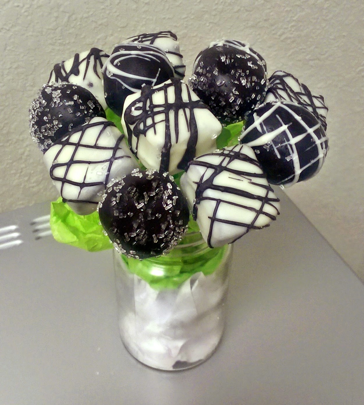 Meg-made Creations: Black and White Cake Pops, Chocolate Drizzle Cake Balls