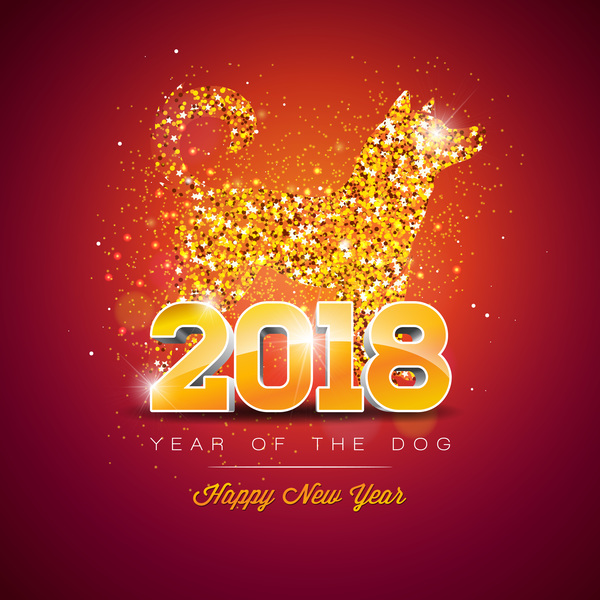 Happy new year 2018 year of dog vectors design free vector