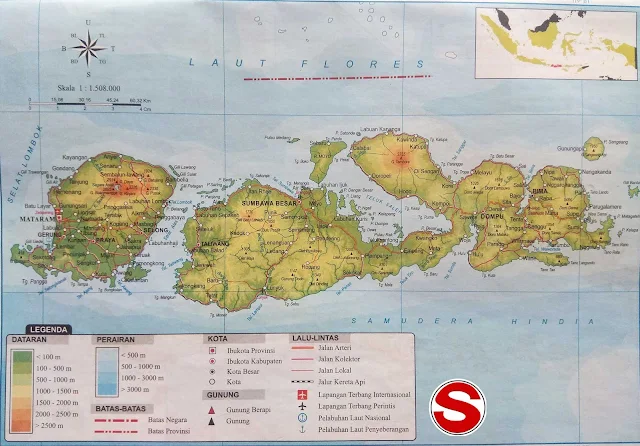 Gambar Peta Atlas Provinsi NTB (Nusa Tenggara Barat)