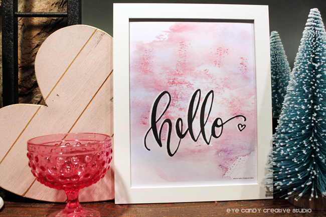 hand lettered art print, hand lettering, watercolor, bottle brush tree, heart decor
