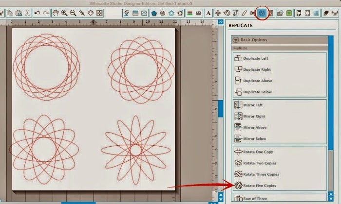 Silhouette Studio, Silhouette tutorial, designing, scalloped circle, flower, rotate five copies