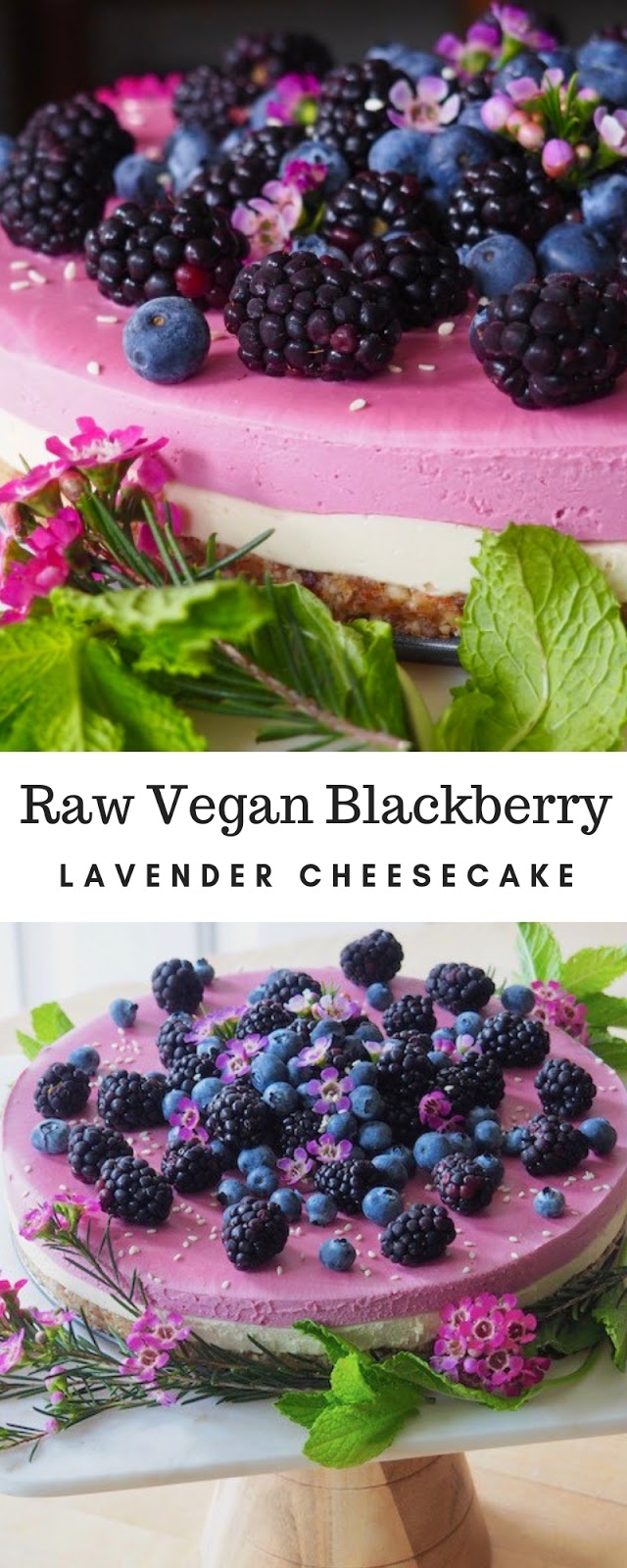 Raw Vegan Blackberry Lavender Cheesecake
