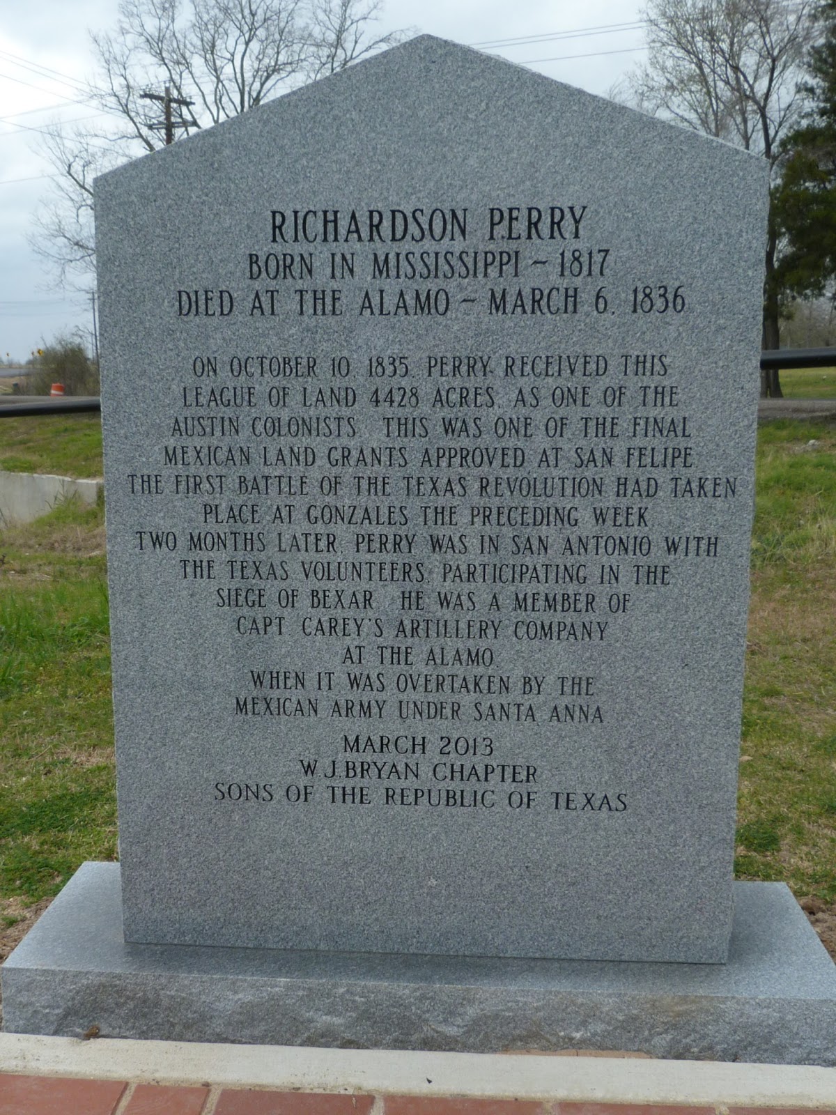 Heritage Brazos Cenotaph Dedicated for Richardson Perry