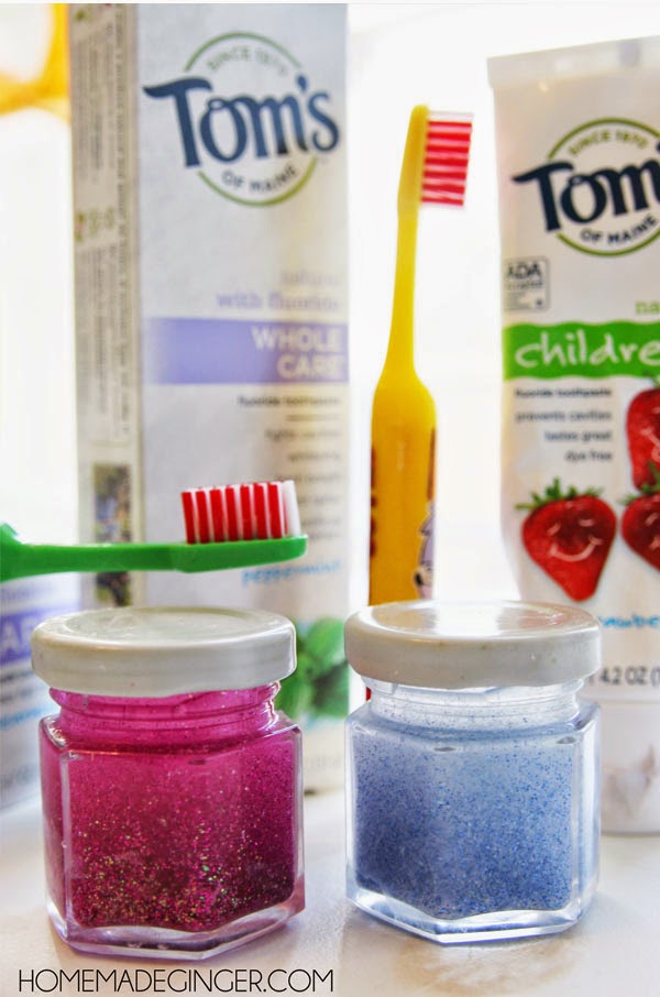 Toothbrush timers. A great craft for kids using glitter, glue and water!
