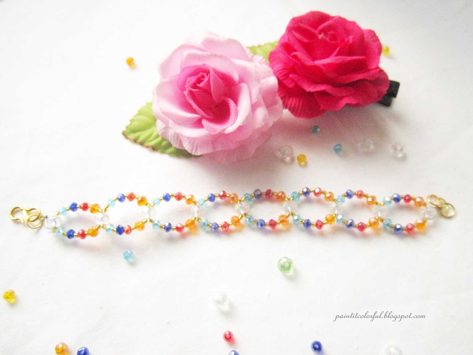 Colorful crystal bracelet tutorial A little love everyday!