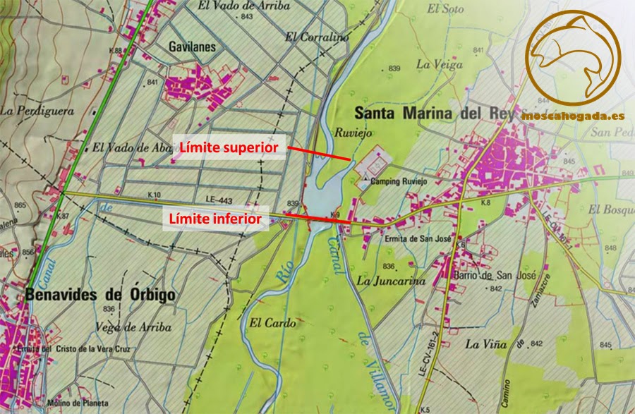 La pesca con mosca ahogada en León: Tramos AREC del río Orbigo
