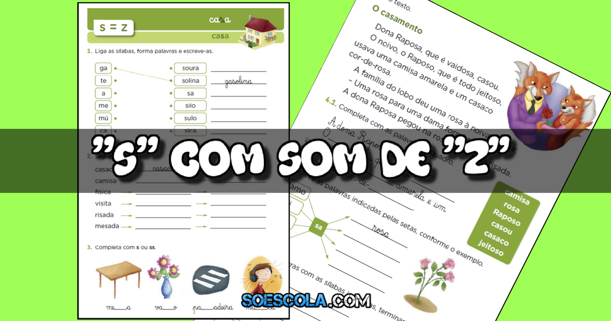 Atividade leitura educar Palavras Com S Com Som De Z Exemplos