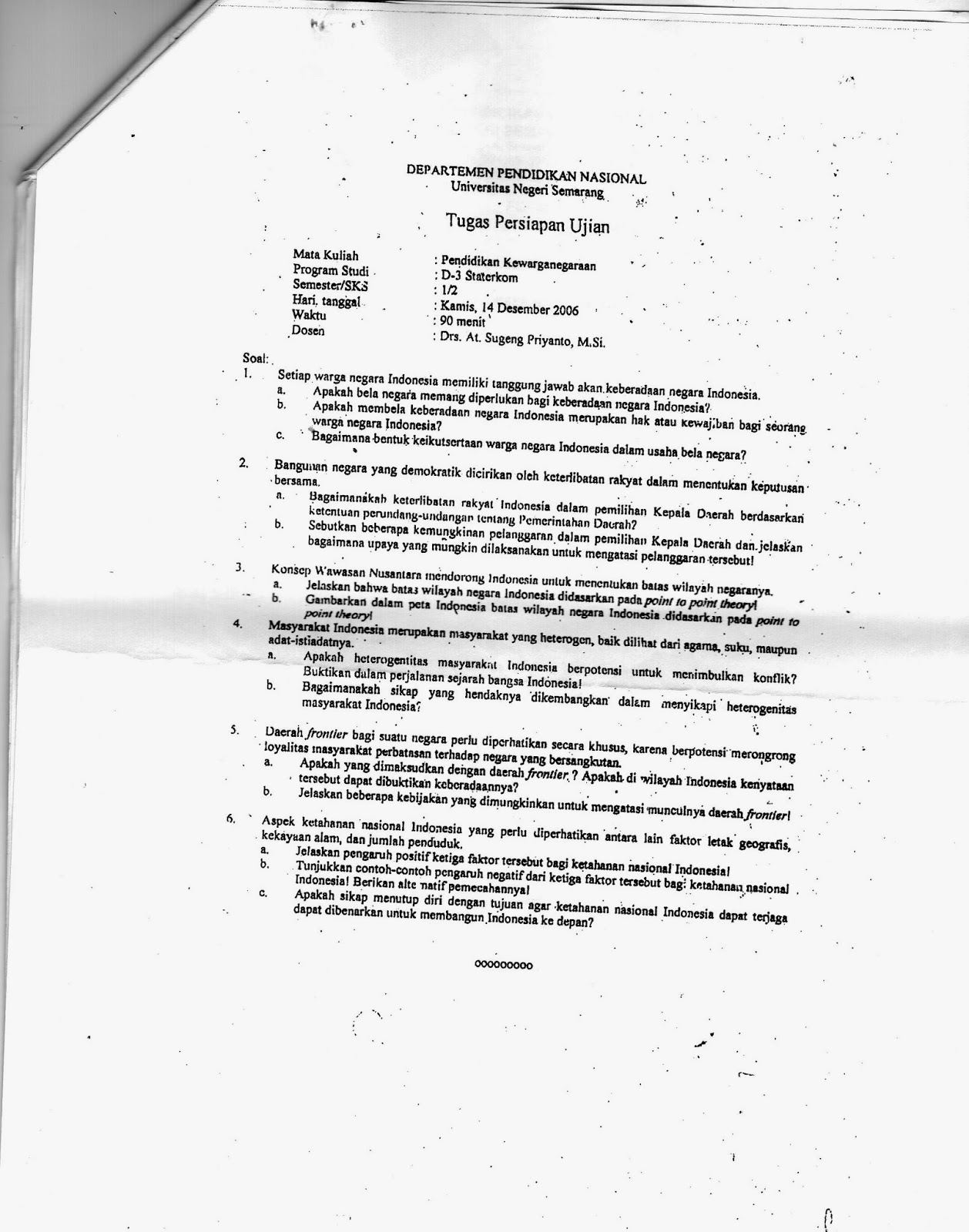 Soal Uas Pendidikan Kewarganegaraan Perguruan Tinggi