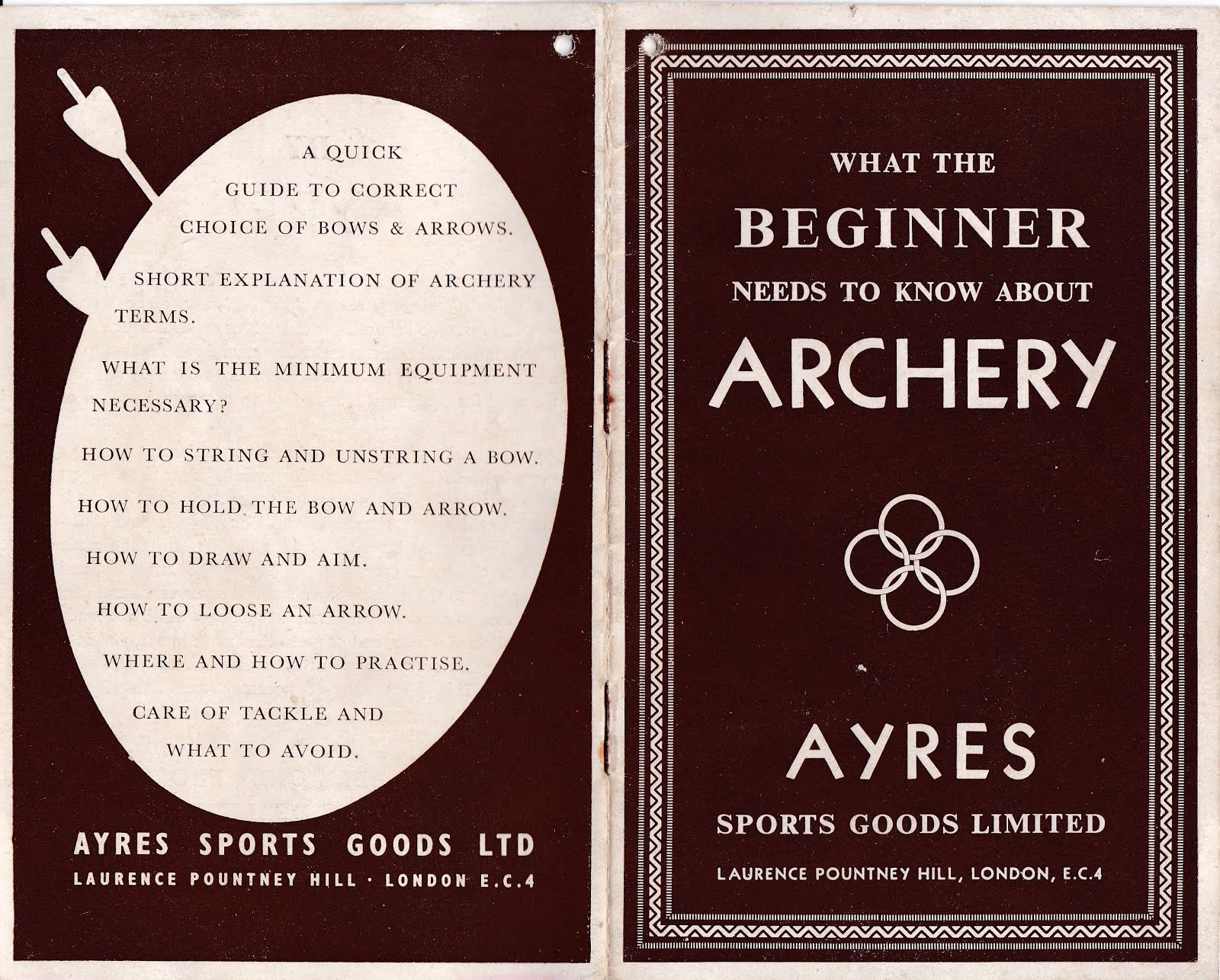 AYRES ARCHERY BEGINNER’S MANUAL FROM THE 1930’s