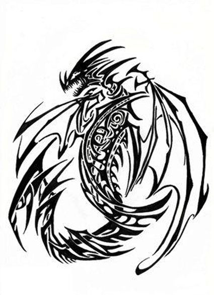 TATTOOS: Dragon Tattoo Stencils # 4
