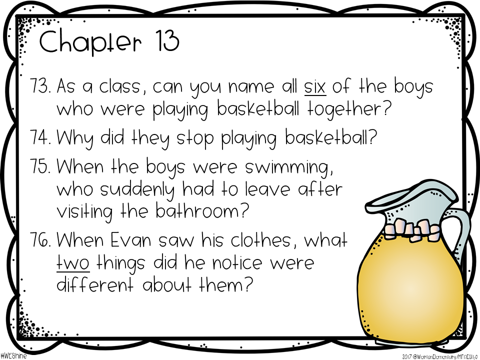 Weirton Elementary School READ WITH US Lemonade Wars Chapter 13 Trivia