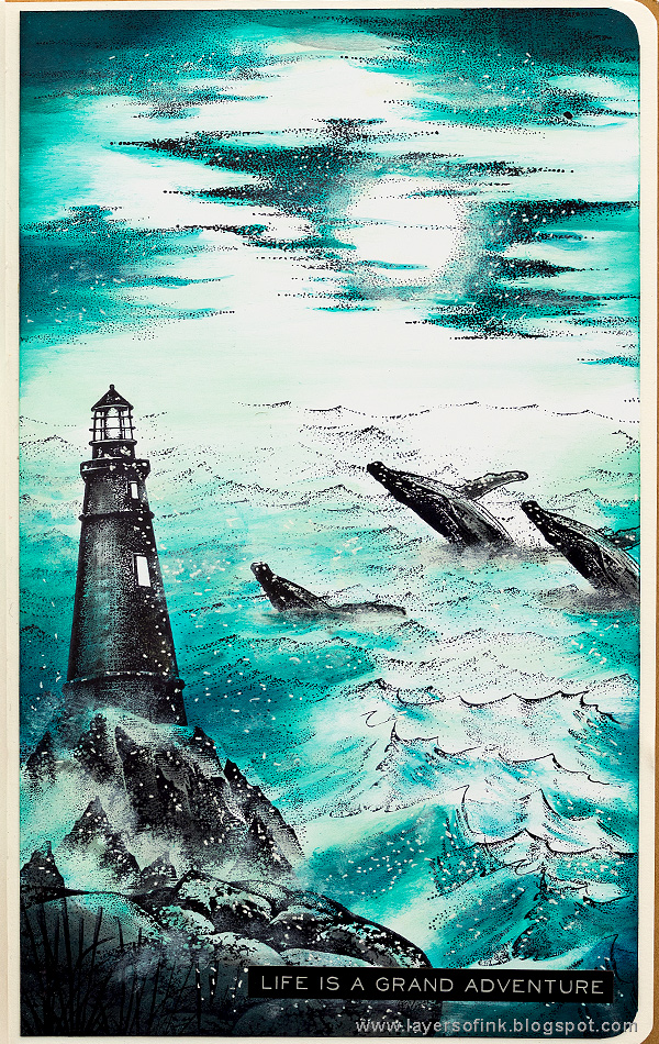 Layers of ink - Whales in the Sea Scenic Stamping by Anna-Karin Evaldsson