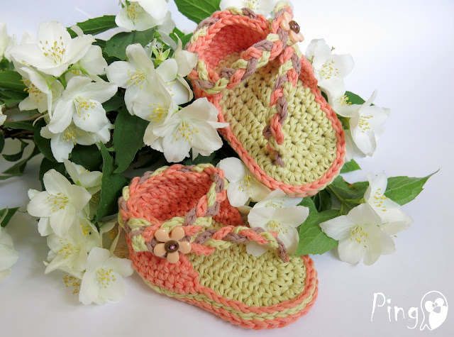 Baby Flip Flops Nell, crochet pattern from Pingo - The Pink Penguin