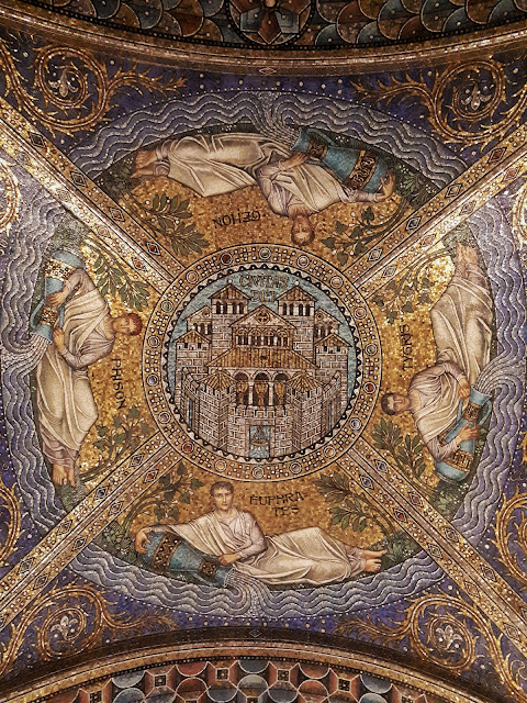 Aachen cathedral aka Dom inside Roman ceiling art