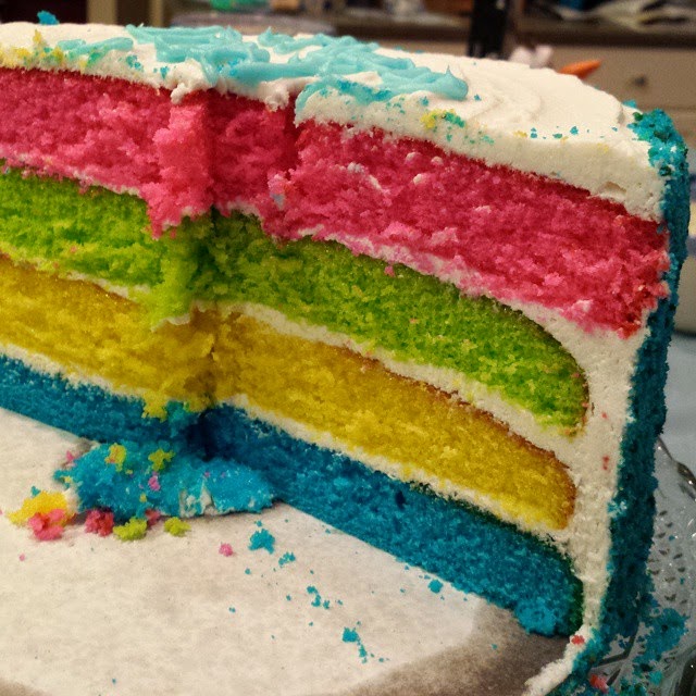 Rainbow layer birthday cake 