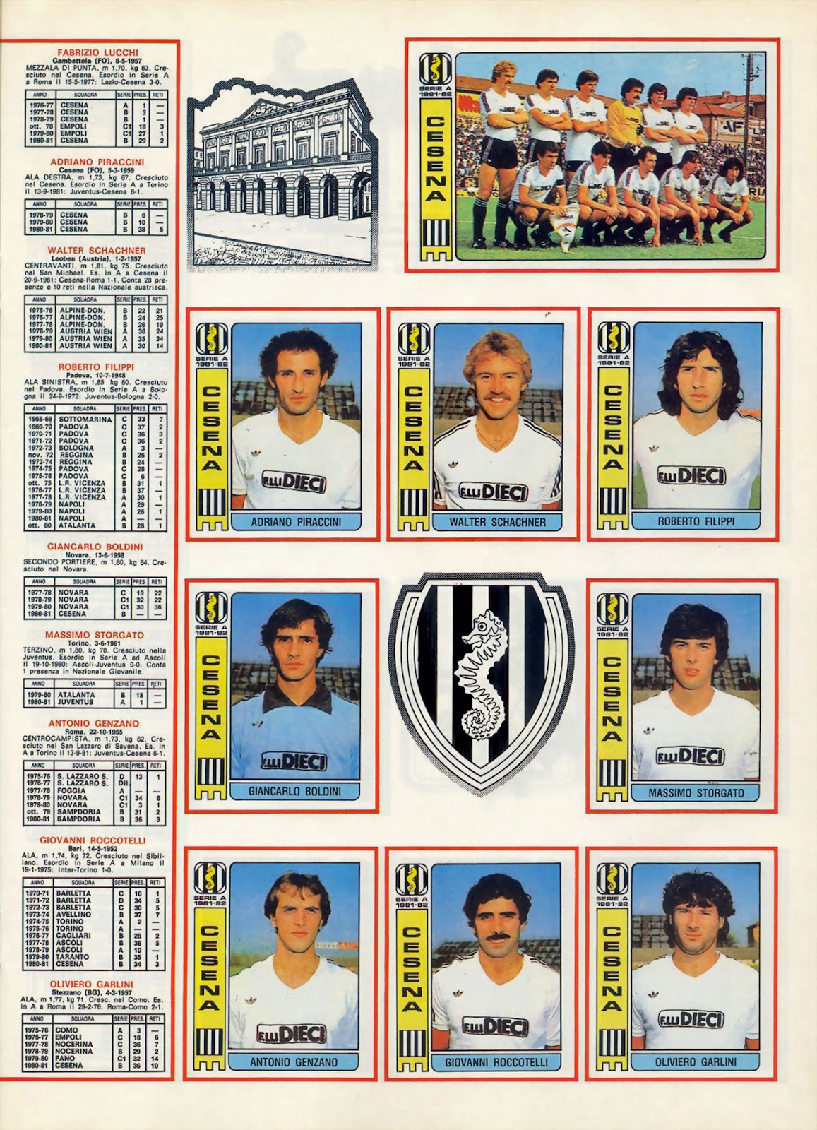 THE VINTAGE FOOTBALL CLUB CESENA 198182. By Panini. THE VINTAGE FOOTBALL CLUB CESENA 198182. By Panini.