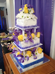 yellow purple cake lavender bride