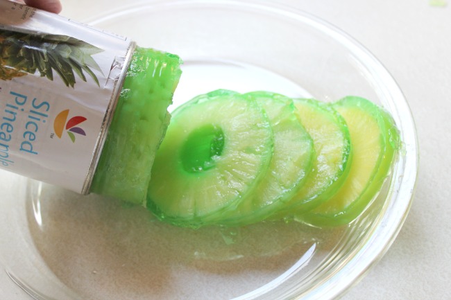 green Jello with sliced pineapple