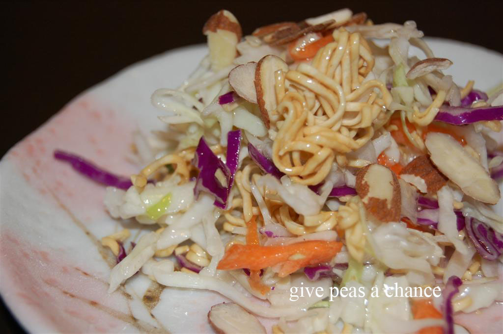 Give Peas a Chance Asian style coleslaw with Ramen noodles