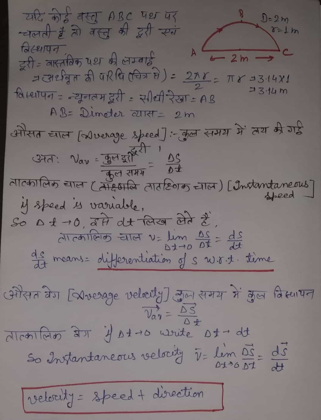 Motion in straight line distance displacement speed velocity