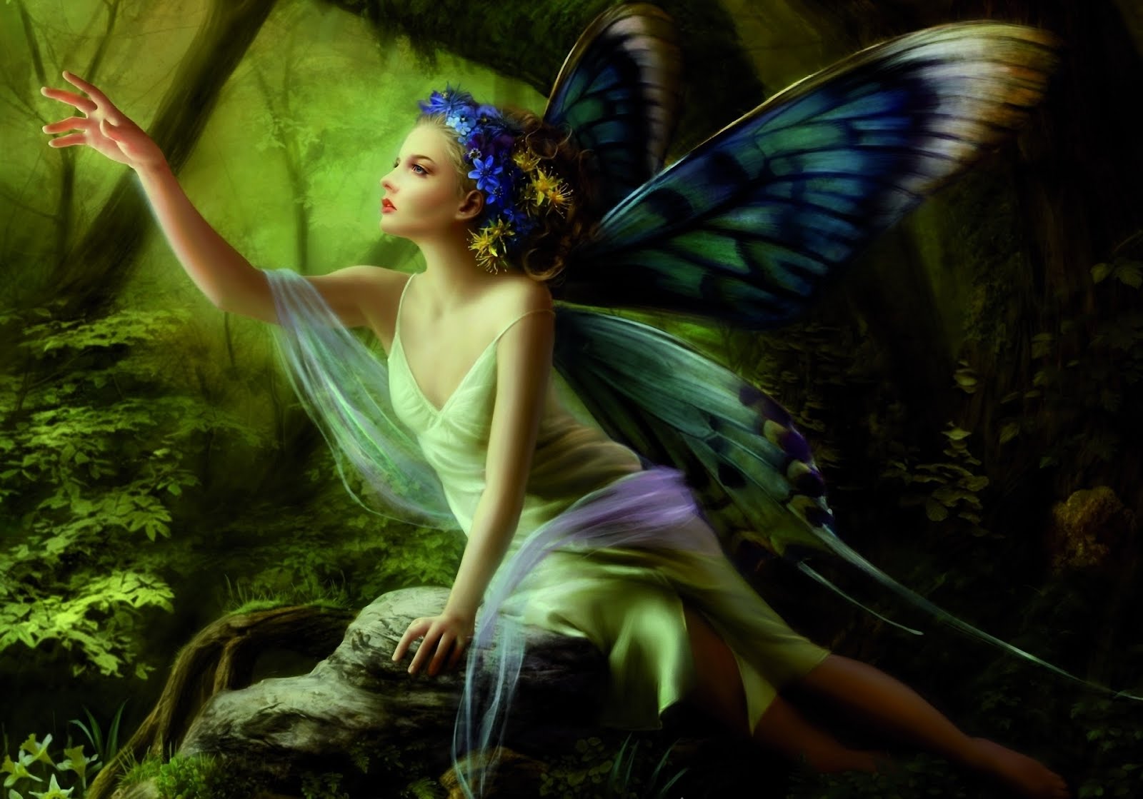 Mujer con alas de mariposa - Reyna de la naturaleza